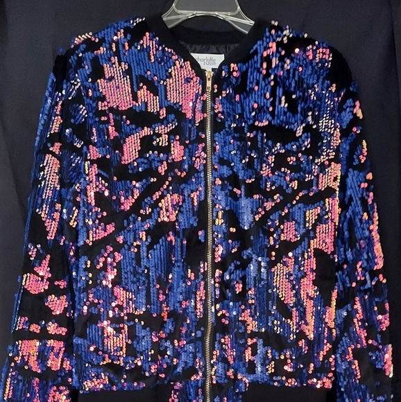 Charlotte Russe Jackets & Blazers - CHARLOTTE RUSSE / Multi Color Sequined & Velour Bomber Jacket / Size M